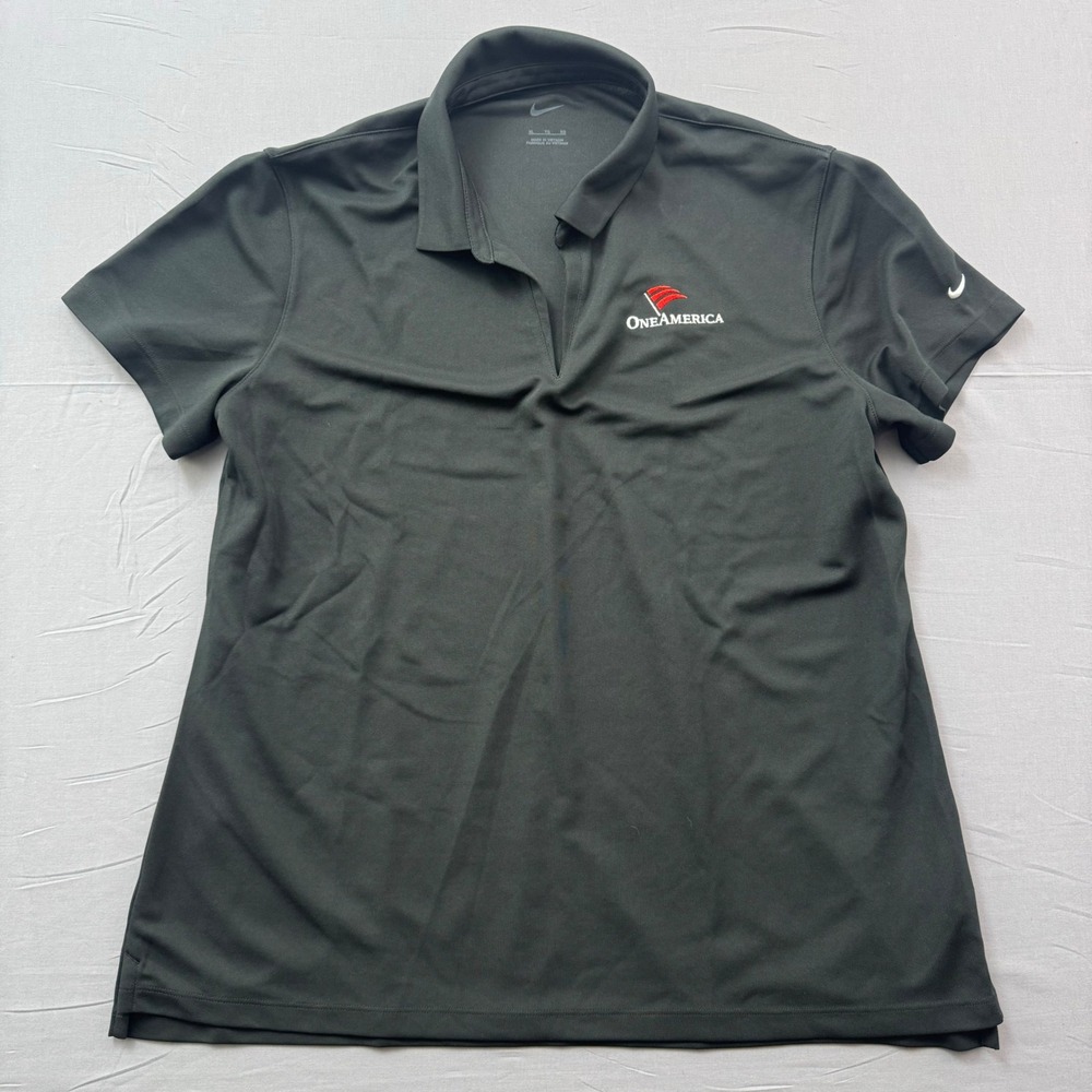 Nike Golf Dri-FIT Polo Shirt Womens XL Black‎ OneAmerica Embroidered Performance